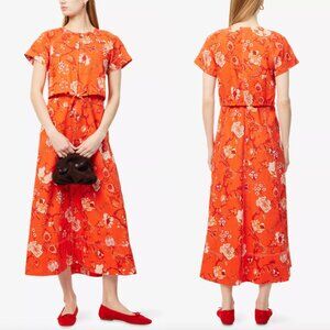 Me+Em Orange Floral Cropped Shirt Blouse Top size 4